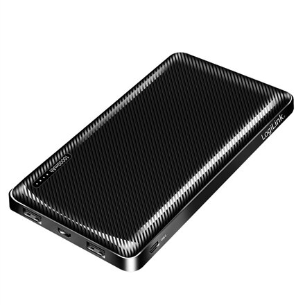 Logilink Power bank, Li-Po, 2x USB-A, USB-C , PA0316 , 10000 mAh , Black