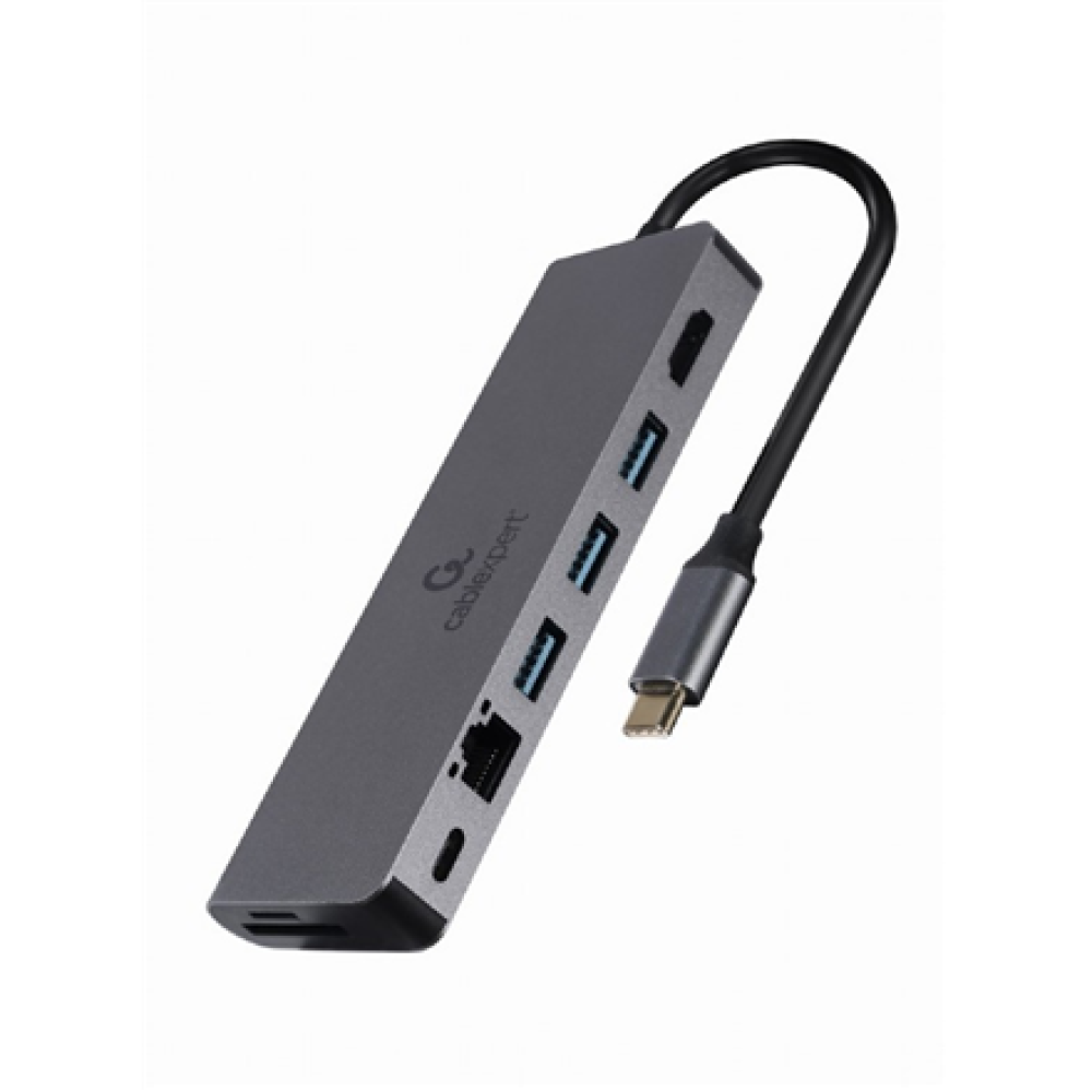 Cablexpert USB Type-C 5-in-1 multi-port adapter (Hub + HDMI + PD + card reader + LAN) , A-CM-COMBO5-05 , Adapter