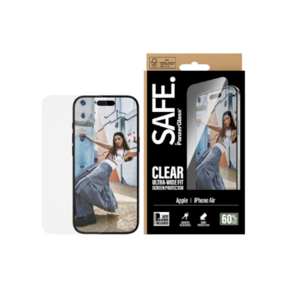PanzerGlass Screen protector , Apple , iPhone Air , Glass , Transparent , Ultra-Wide Fit w. EasyAligner