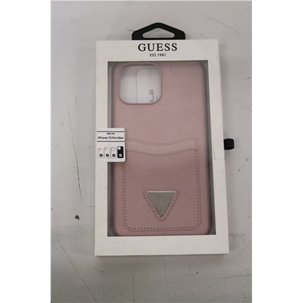 SALE OUT. Guess GUHCP13XPSATPP iPhone 13 Pro Max 6,7 różowy/pink hardcase SaffianoTriangle Logo Cardslot DIRTY PACKAGING , SALE OUT. SALE OUT. GUESS DIRTY PACKAGING