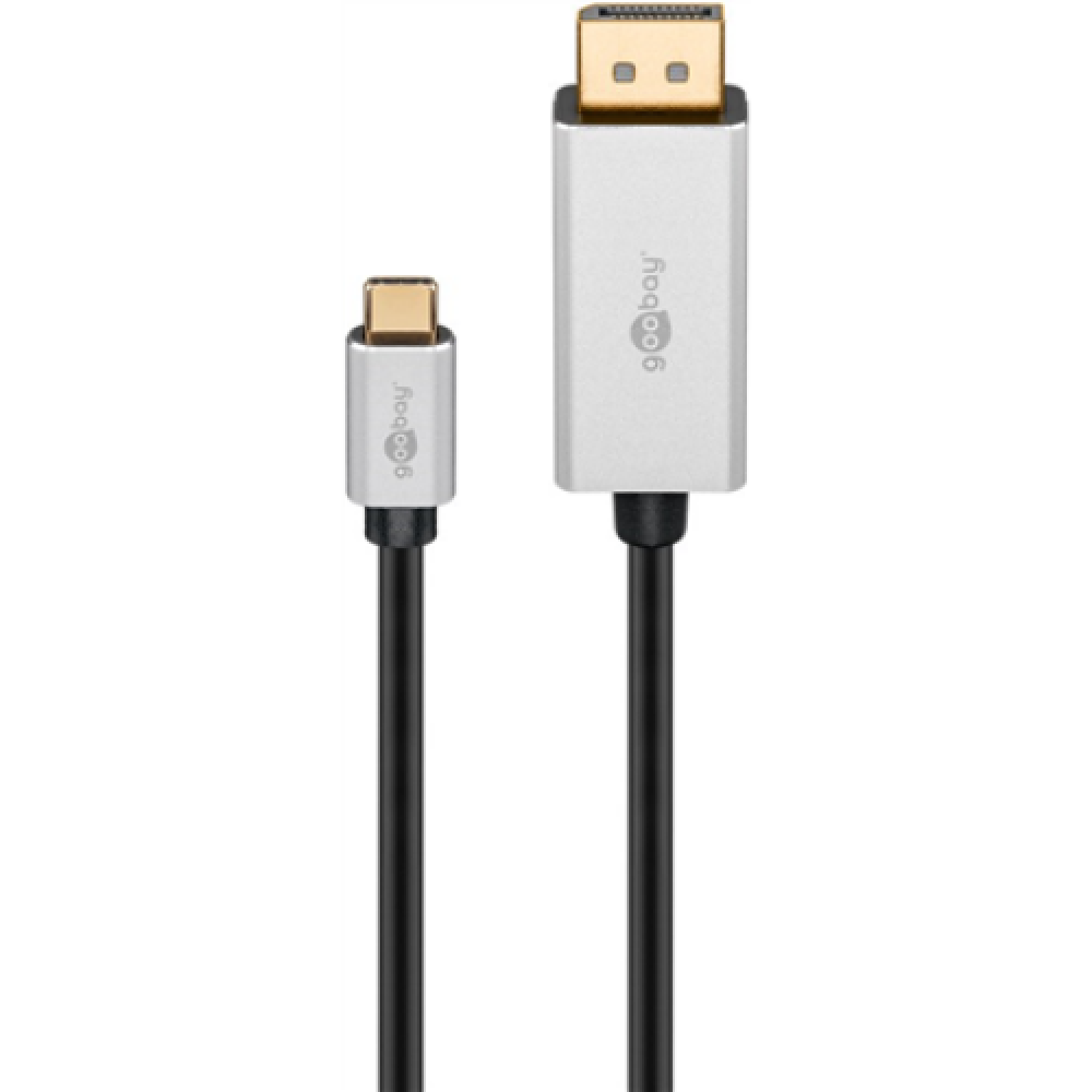 Goobay , USB-C to DisplayPort Adapter Cable , Silver/Black , Type-C , DisplayPort , USB-C to DisplayPort , 2 m