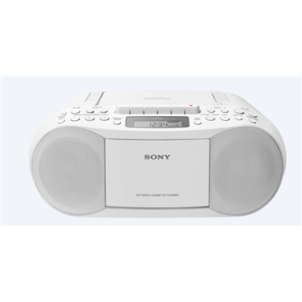 Sony CD/Cassette Boombox with Radio CFDS70W Cassette deck, FM radio, CD player, Headphone out