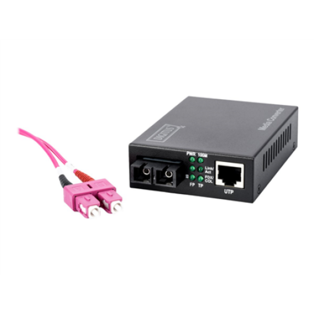 Digitus Fast Ethernet Media Converter, Multimode SC connector, 1310nm, up to 2km DN-82020-1 SC duplex 10/100M RJ45 port