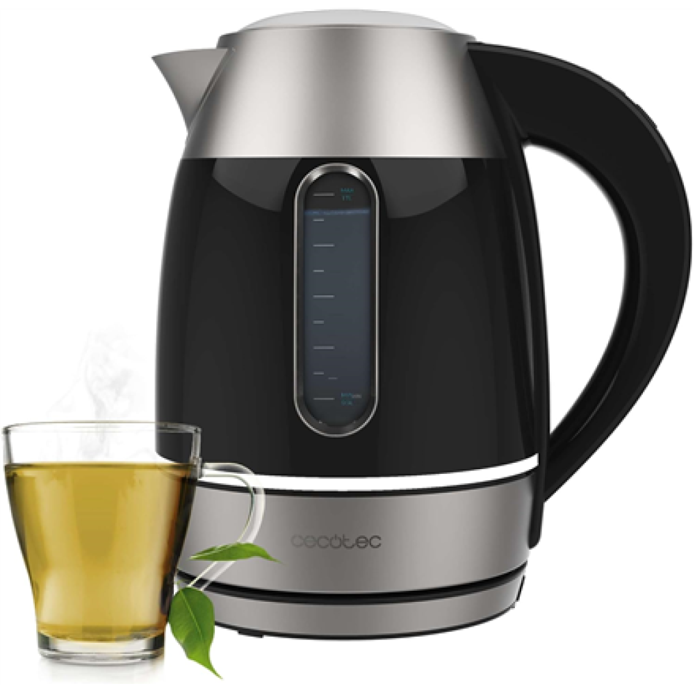 Cecotec Kettle , Thermosense 400 VisionLight , Electric , 2200 W , 1.7 L , Stainless steel , 360° rotational base , Black/Stainless steel