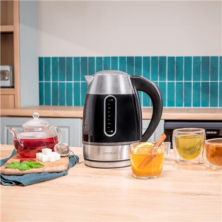 Cecotec Kettle , Thermosense 400 VisionLight , Electric , 2200 W , 1.7 L , Stainless steel , 360° rotational base , Black/Stainless steel