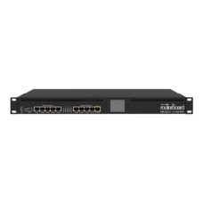 Mikrotik Wired Ethernet Router RB3011UiAS-RM, 1U Rackmount, Dual Core 1.4GHz CPU, 1GB RAM, 128 MB, 10xGigabit LAN, 1xSFP, 1xSerial console port, PoE out on port 10, USB, Touchscreen LCD Panel, PCB temperature and Voltage Monitor, IP20, RouterOS Level5 , R