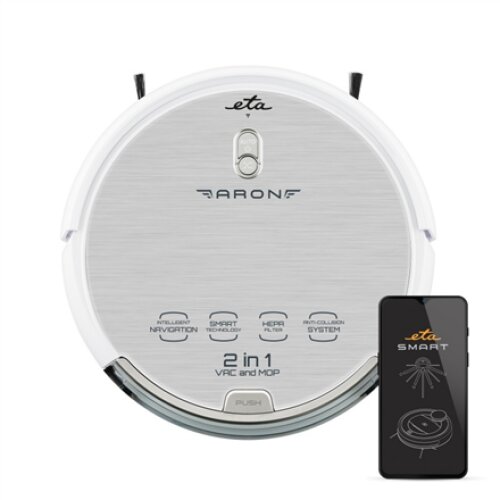 ETA , Vacuum Cleaner Robot , ETA351290000 Aron , Dry , Operating time (max) 120 min , Li-Ion , 2400 mAh , Dust capacity 0.3 L , White
