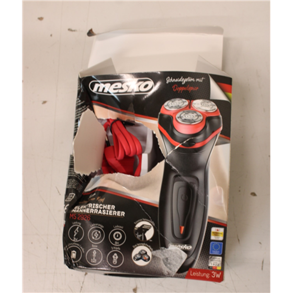 MS 2926SO SALE OUT. Mesko MS 2926 Electric Shaver, Cordless, Operating time 30 min, NiMH, Black , Mesko , Electric Shaver , MS 2926 , Operating time (max) 30 min , NiMH , Black , DAMAGED PACKAGING, SCRATCHED CHARGING CABLE