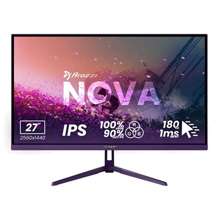 Arozzi , Nova , 27 , IPS , QHD , 16:9 , 180 Hz , 1 ms , 2560 x 1440 pixels , 350 cd/m² , HDMI ports quantity 2 , Purple