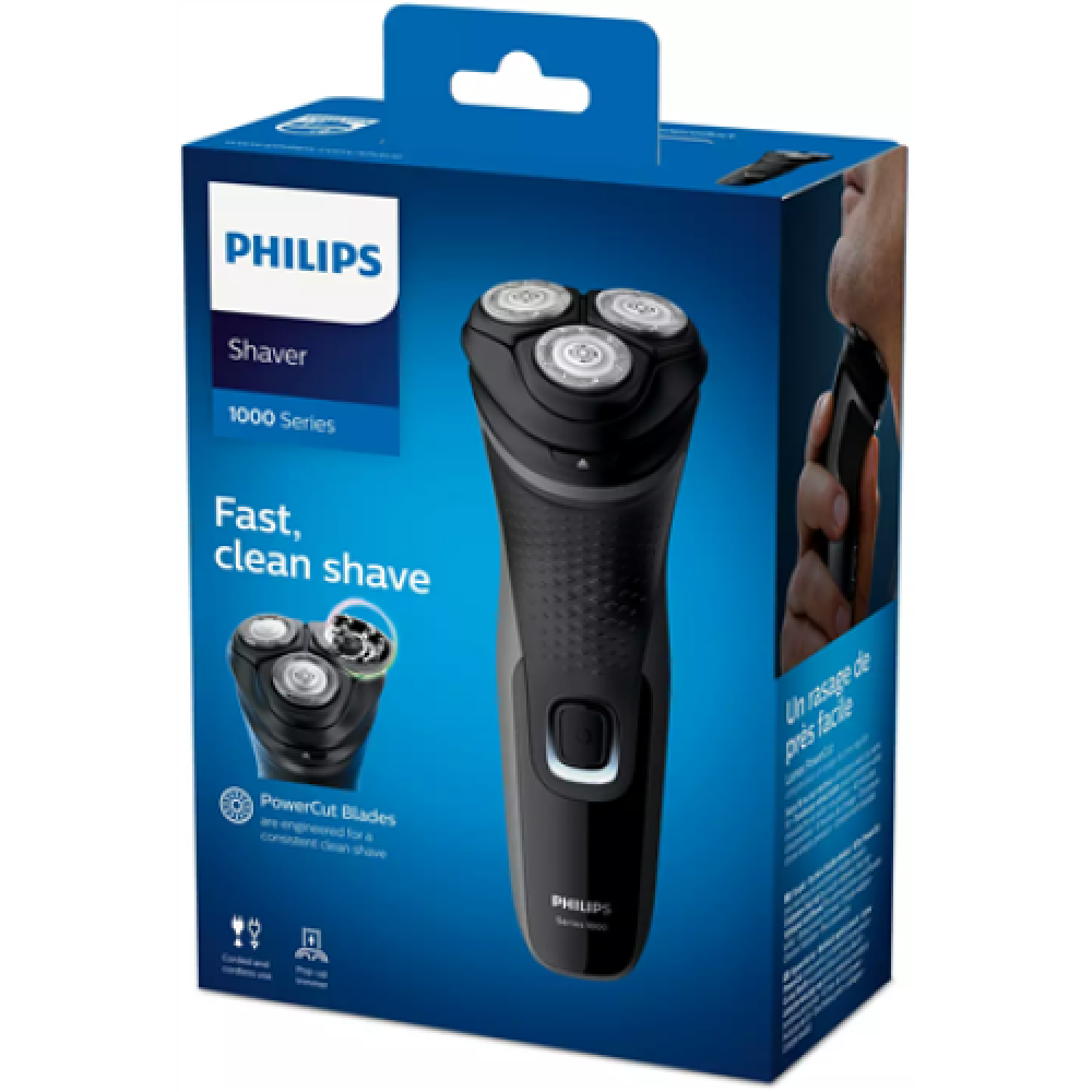 Philips Electric Shaver S1231/41 Series 1000 Operating time (max) 40 min Wet & Dry NiMH Grey/Black