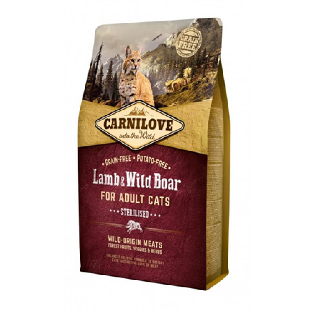 CarniLove , Adult Cat Sterilized Dry Food for Cats , Lamb and Wild Boar