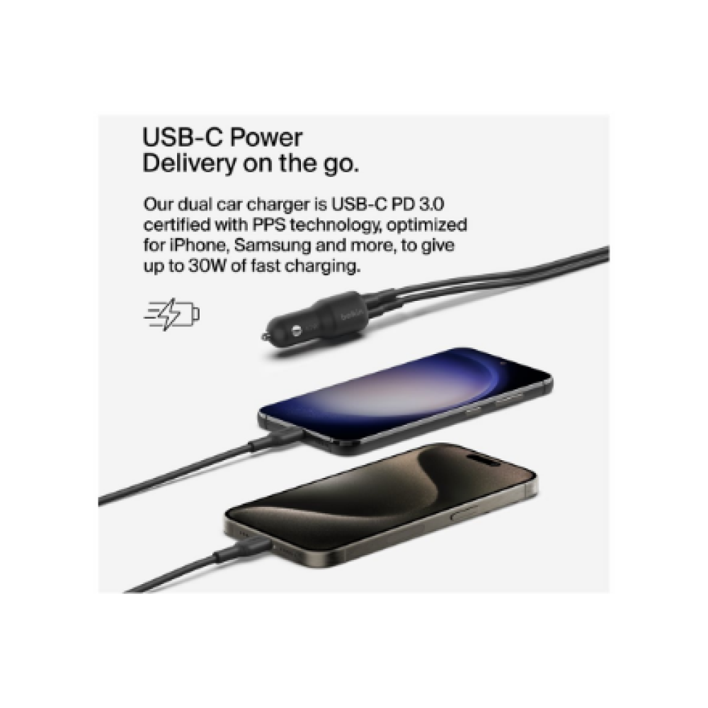 Belkin , BOOST CHARGE 42w-30w USB-C PD PPS + 12w USB-A Car Charger, , CCB005btBK