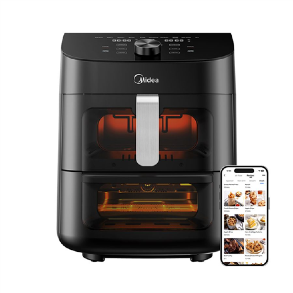 Midea Two Zone Airfryer , MAD1100DADK , Power 1850 W , Capacity 4.4/6.4 L , Rapid Air technology , Black