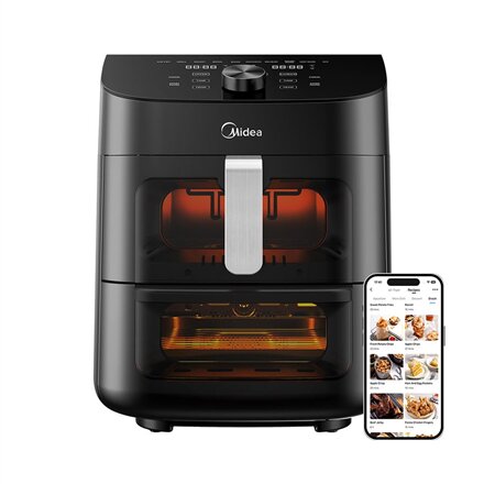 Midea Two Zone Airfryer , MAD1100DADK , Power 1850 W , Capacity 4.4/6.4 L , Rapid Air technology , Black