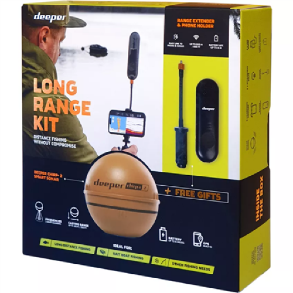 Deeper Smart Sonar CHIRP+2 and Range Extender (Shore kit) , Sonar , Wi-Fi , Desert sand/Black