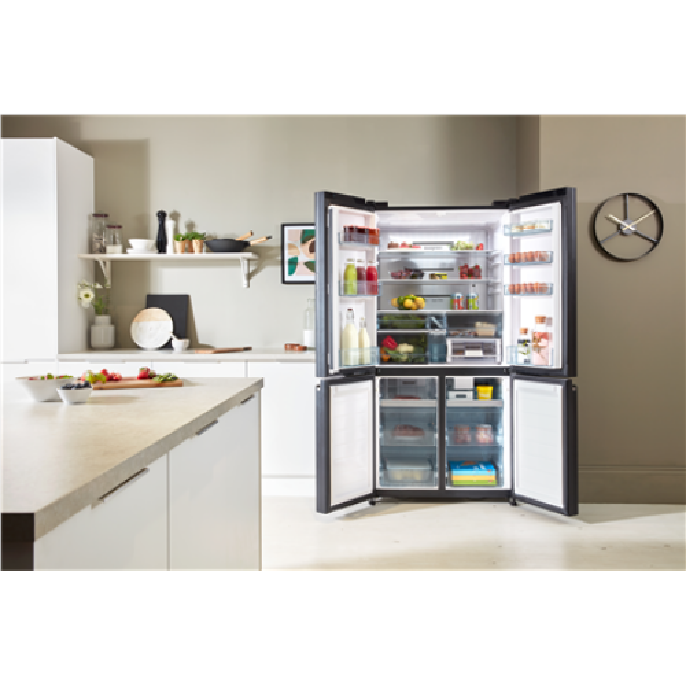 Hitachi Refrigerator with Vacuum compartment R-WB640VRU0-1 (GMG) Energy efficiency class E, Free standing, Side by side, Height 184 cm, No Frost system, Fridge net capacity 372 L, Freezer net capacity 197 L, Display, 41 dB, Glass Mauve Gray