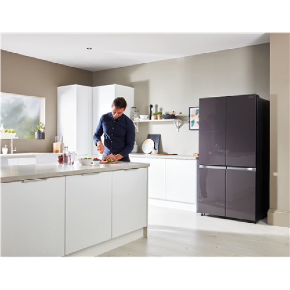 Hitachi Refrigerator with Vacuum compartment R-WB640VRU0-1 (GMG) Energy efficiency class E, Free standing, Side by side, Height 184 cm, No Frost system, Fridge net capacity 372 L, Freezer net capacity 197 L, Display, 41 dB, Glass Mauve Gray
