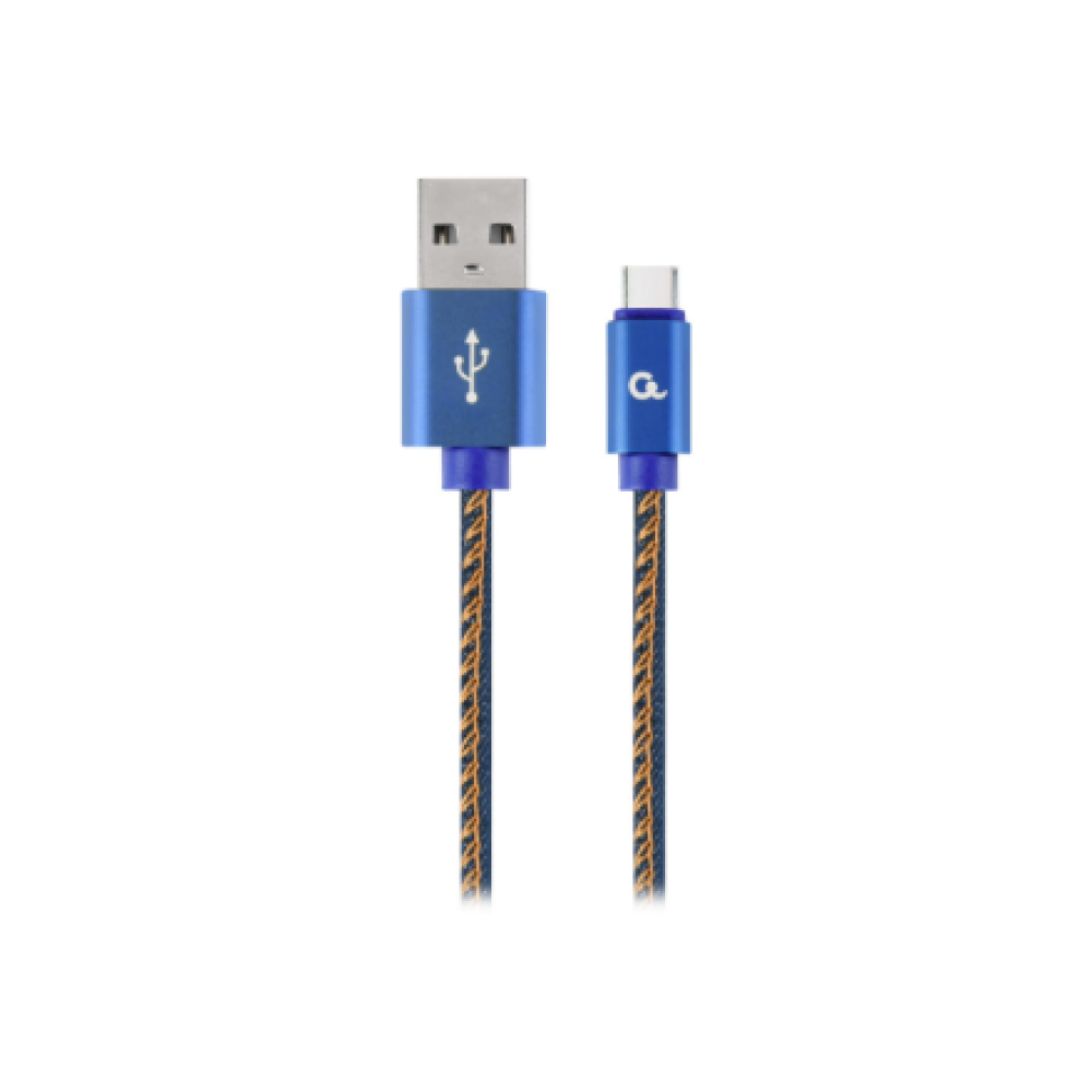 Cablexpert Premium Jeans (Denim) Type-C USB Cable with Metal Connectors , CC-USB2J-AMCM-1M-BL