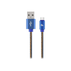 Cablexpert Premium Jeans (Denim) Type-C USB Cable with Metal Connectors , CC-USB2J-AMCM-1M-BL