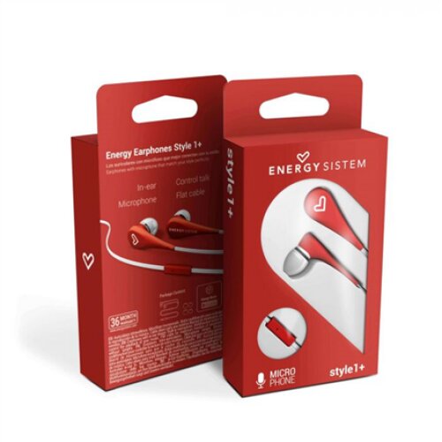 Energy Sistem , Earphones Style 1+ , Wired , In-ear , Microphone , Red