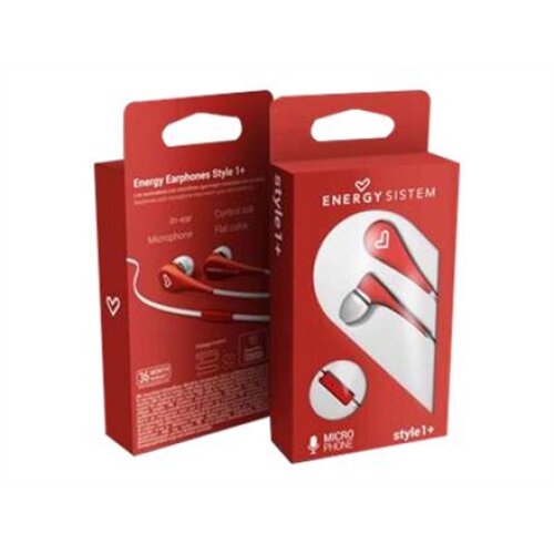 Energy Sistem , Earphones Style 1+ , Wired , In-ear , Microphone , Red