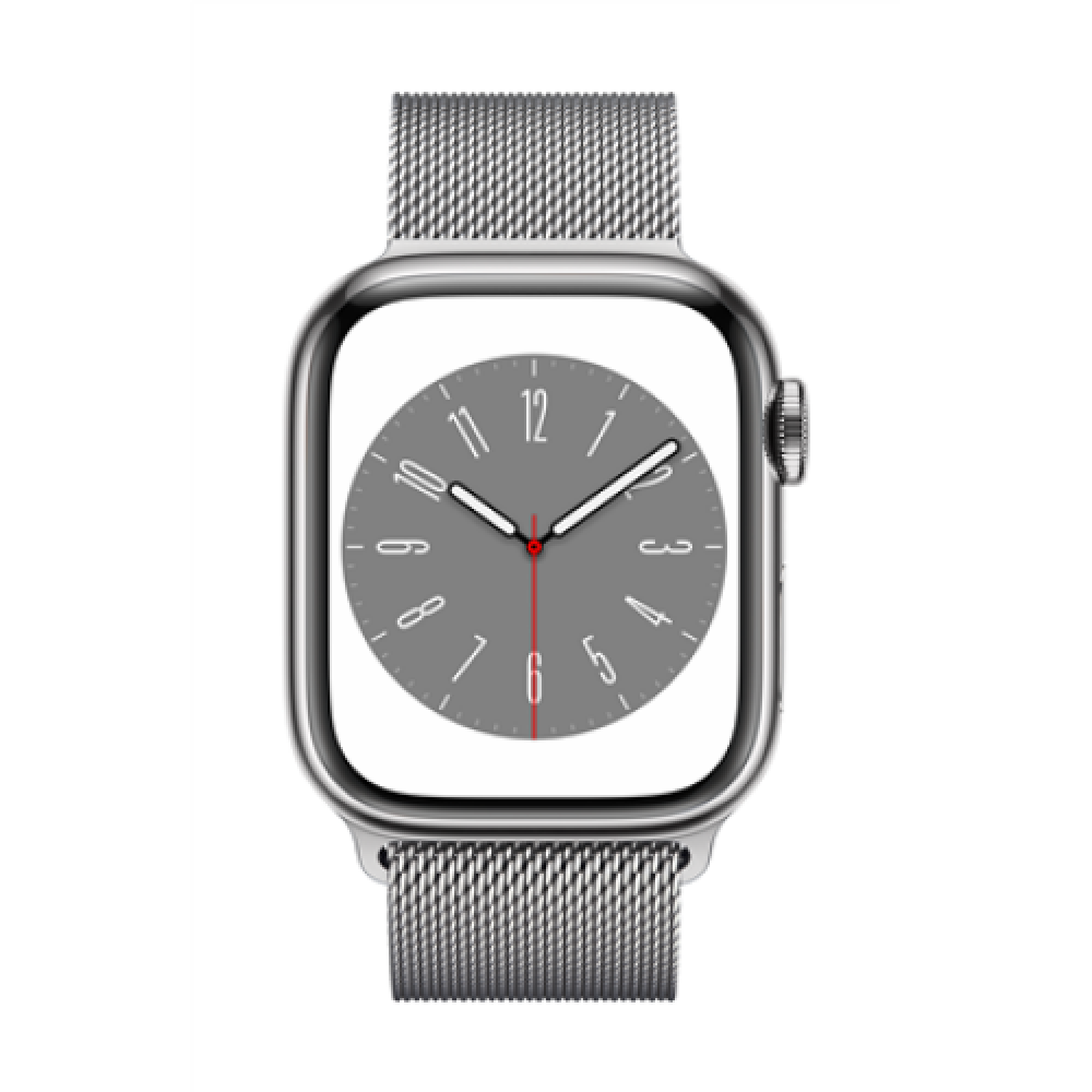 Apple Watch Series 8 GPS + Cellular MNJ83EL/A Smart watches GPS (satellite) Retina LTPO OLED Touchscreen 41mm Waterproof Bluetooth Wi-Fi Silver