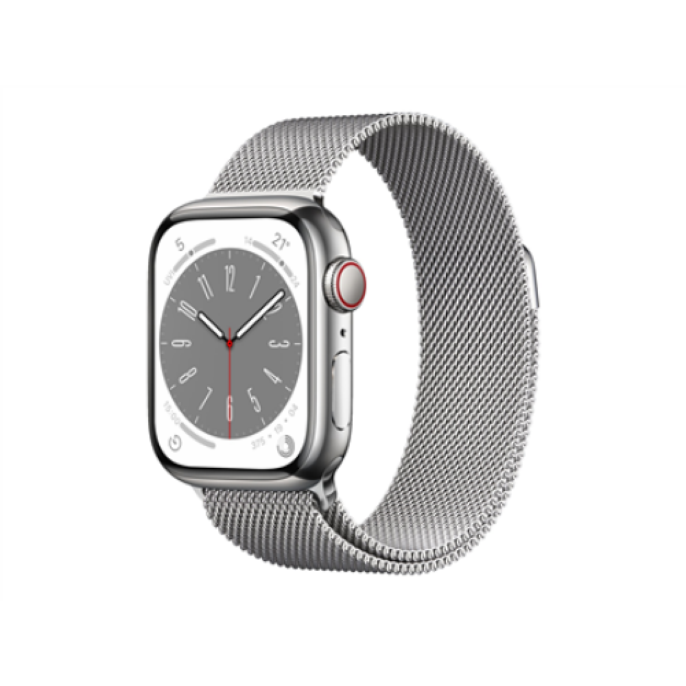 Apple Watch Series 8 GPS + Cellular MNJ83EL/A Smart watches GPS (satellite) Retina LTPO OLED Touchscreen 41mm Waterproof Bluetooth Wi-Fi Silver