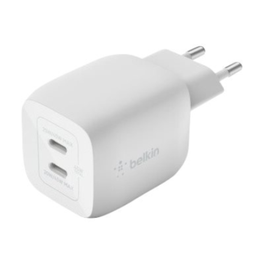 Belkin Dual USB-C GaN Wall Charger with PPS 45W , WCH011vfWH