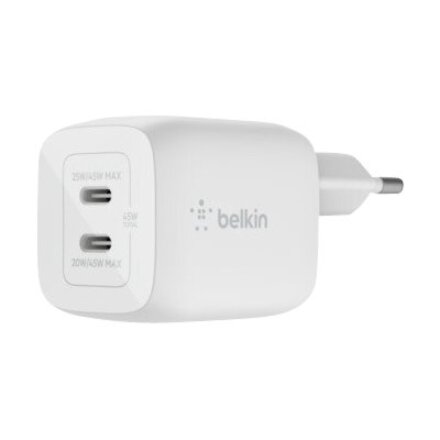 Belkin Dual USB-C GaN Wall Charger with PPS 45W , WCH011vfWH