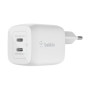 Belkin Dual USB-C GaN Wall Charger with PPS 45W , WCH011vfWH