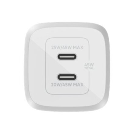 Belkin Dual USB-C GaN Wall Charger with PPS 45W , WCH011vfWH