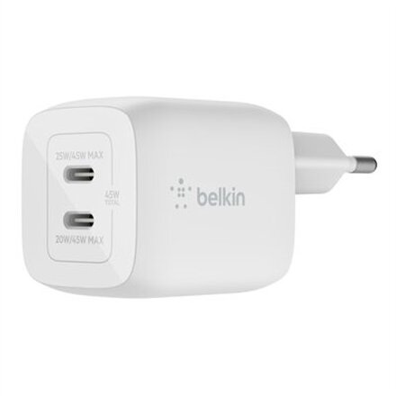 Belkin Dual USB-C GaN Wall Charger with PPS 45W , WCH011vfWH