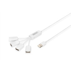 Digitus , USB 2.0 Cable Hub, 4-Port 4x USB A/F, 1x USB A male, DC2.5mm (PSU not incl.) , DA-70216