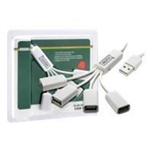 Digitus , USB 2.0 Cable Hub, 4-Port 4x USB A/F, 1x USB A male, DC2.5mm (PSU not incl.) , DA-70216