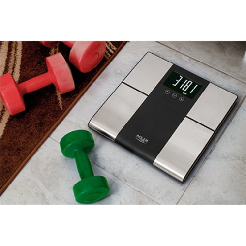 Adler , Bathroom scale with analyzer , AD 8165 , Maximum weight (capacity) 225 kg , Accuracy 100 g , Body Mass Index (BMI) measuring , Stainless steel/Black