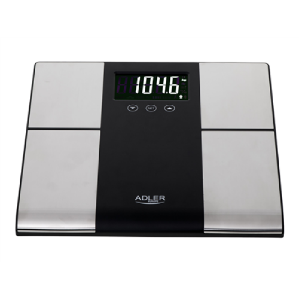 Adler , Bathroom scale with analyzer , AD 8165 , Maximum weight (capacity) 225 kg , Accuracy 100 g , Body Mass Index (BMI) measuring , Stainless steel/Black