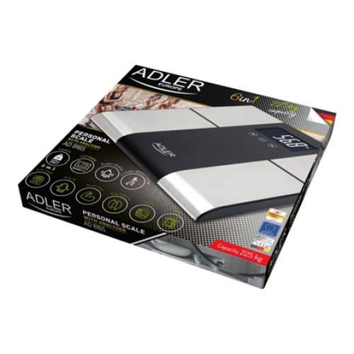 Adler , Bathroom scale with analyzer , AD 8165 , Maximum weight (capacity) 225 kg , Accuracy 100 g , Body Mass Index (BMI) measuring , Stainless steel/Black