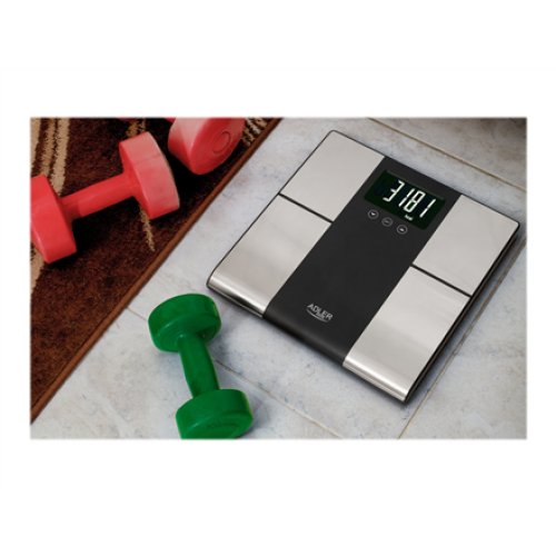 Adler , Bathroom scale with analyzer , AD 8165 , Maximum weight (capacity) 225 kg , Accuracy 100 g , Body Mass Index (BMI) measuring , Stainless steel/Black