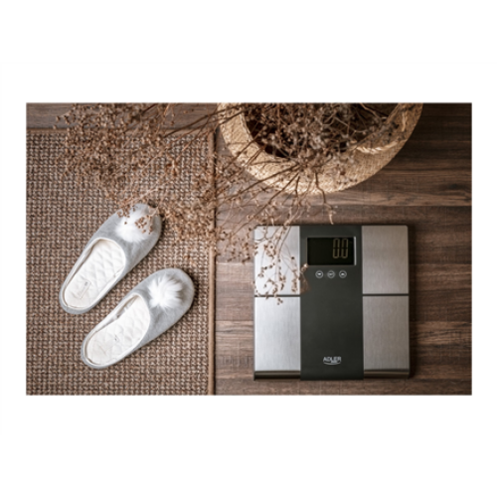 Adler , Bathroom scale with analyzer , AD 8165 , Maximum weight (capacity) 225 kg , Accuracy 100 g , Body Mass Index (BMI) measuring , Stainless steel/Black