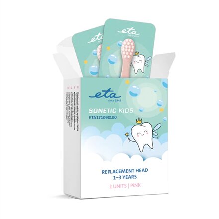 Sonetic Kids 171090100 , ETA Replacement toothbrush head , Heads , For kids , Number of brush heads included 2 , Pink