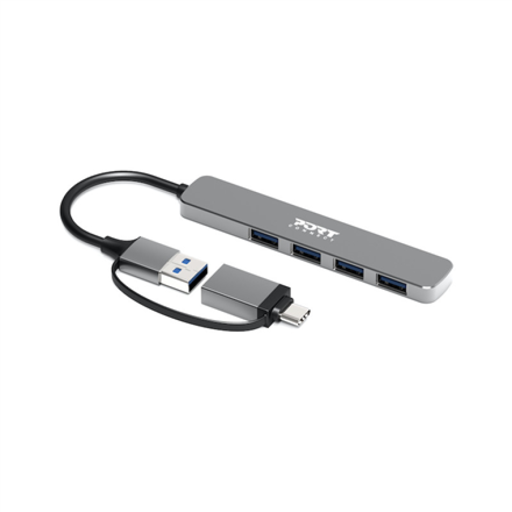 PORT CONNECT , Hub USB-C/USB-A vers 4 ports USB-A 3.0 5Gbps