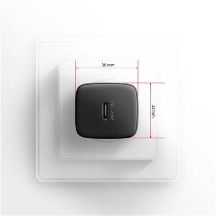 AXAGON Wallcharger 1x port USB-C, PD3.0/PPS/QC4+/AFC/FCP/Apple, 20W , ACU-PD20