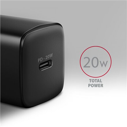 AXAGON Wallcharger 1x port USB-C, PD3.0/PPS/QC4+/AFC/FCP/Apple, 20W , ACU-PD20
