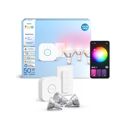 Philips Hue E WCA 345 GU10 3kit SW EU , GU10 , 4.7 W , 16 million colors, White and colored light