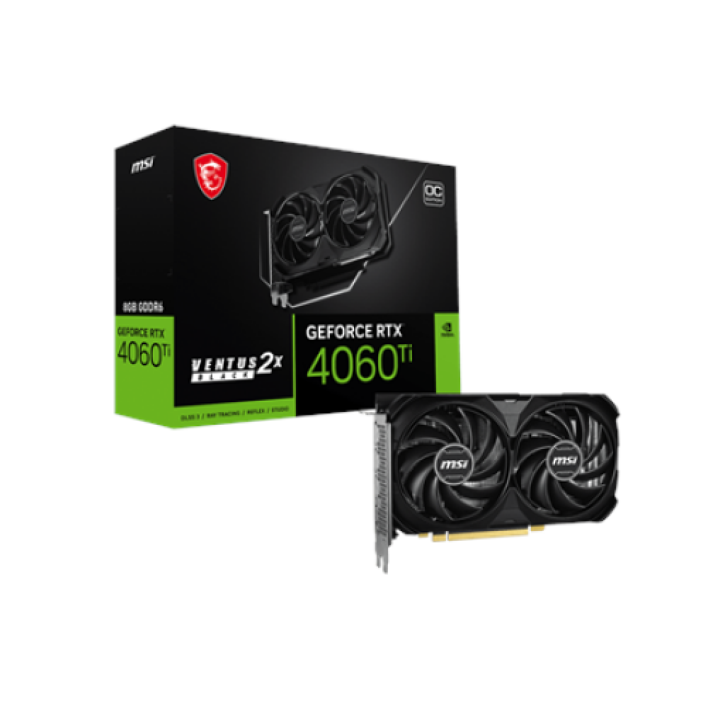 GeForce RTX 4060 Ti 8G VENTUS 2X BLACK E1 OC , NVIDIA , 8 GB , GeForce RTX 4060 Ti , GDDR6 , HDMI ports quantity 1 , PCI Express Gen 4 x16 (uses x8)