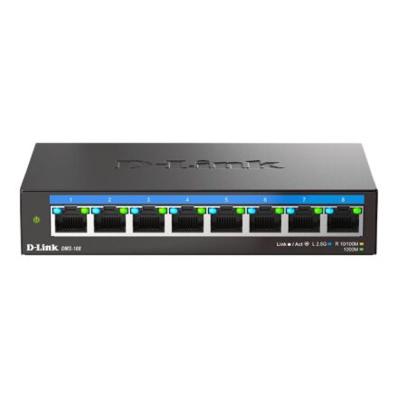 D-Link , DMS-108/E , 8-Port 2.5G Multi-Gigabit Desktop Switch , Desktop , Unmanaged