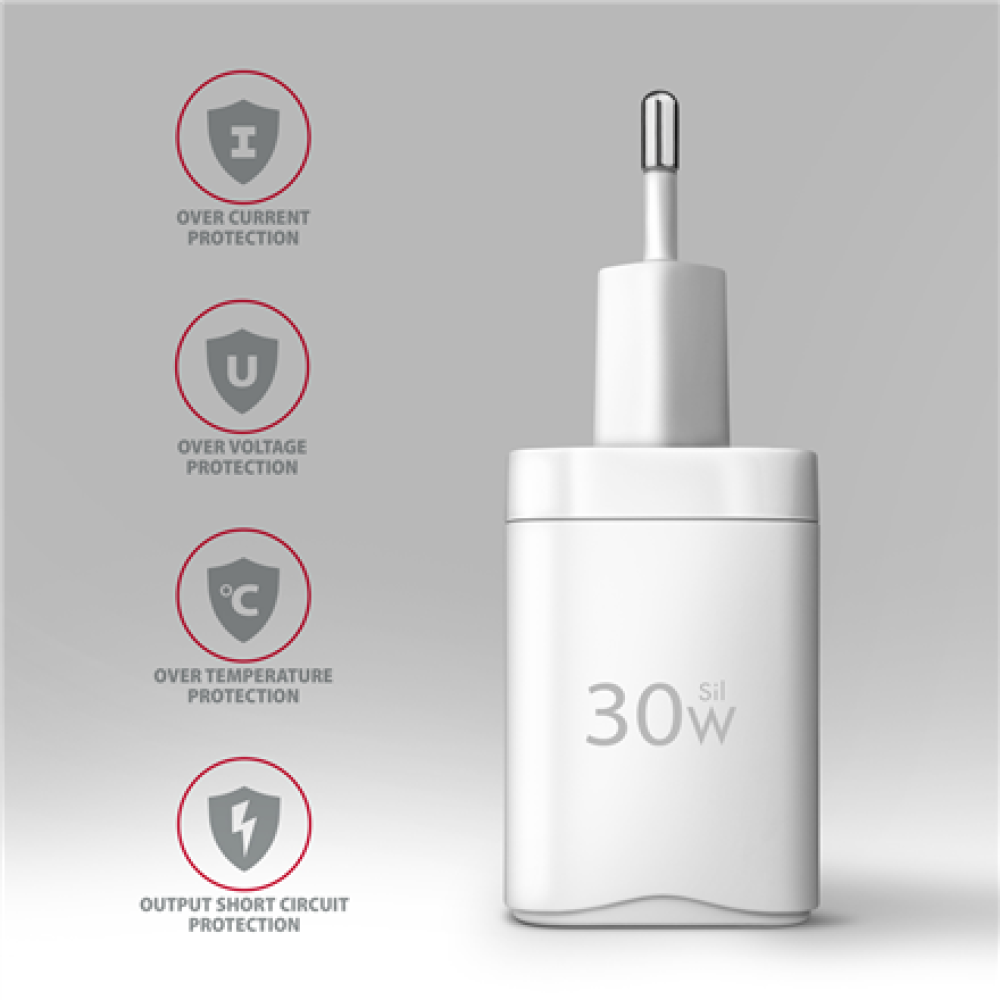 AXAGON Wall Charger 2x port (USB-A+USB-C), 30W , ACU-PQ30W