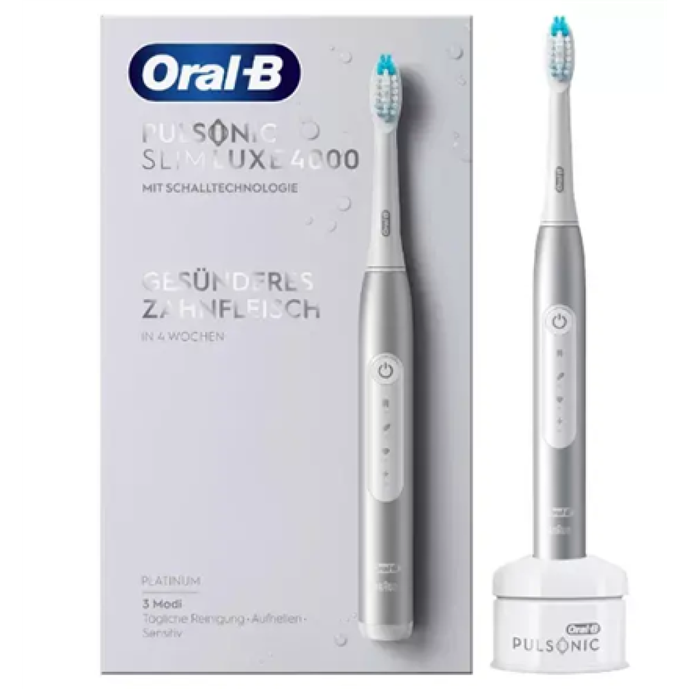 Oral-B Pulsonic Slim Luxe 4000 Sonic , Electric Toothbrush , Rechargeable , For adults , Number of brush heads included 1 , Number of teeth brushing modes 3 , Platinum