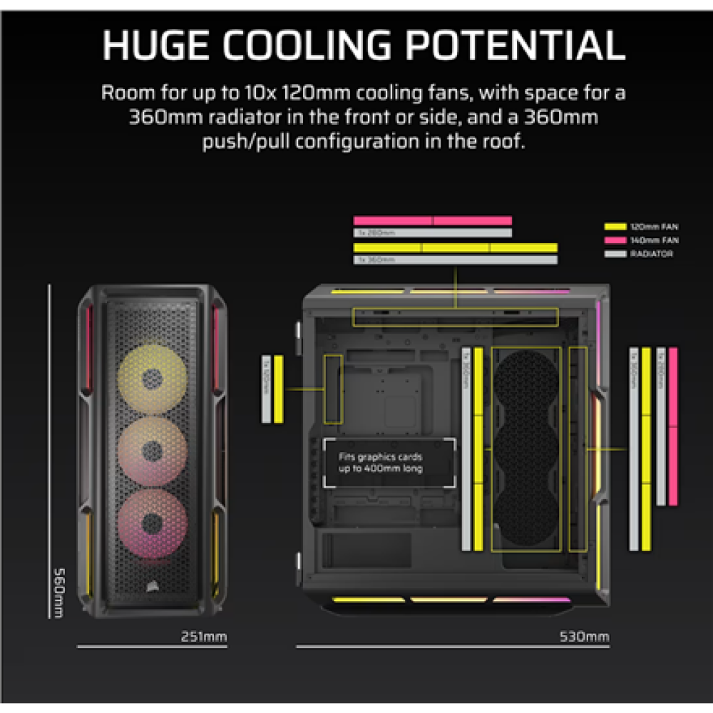 Corsair PC Case , iCUE LINK 5000T LX RGB , Black , Mid-Tower , Power supply included No