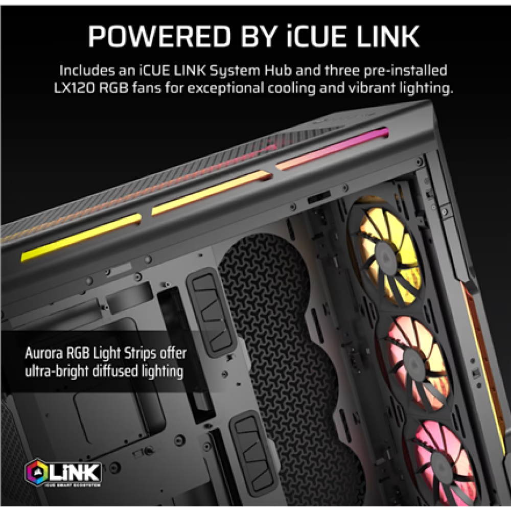 Corsair PC Case , iCUE LINK 5000T LX RGB , Black , Mid-Tower , Power supply included No